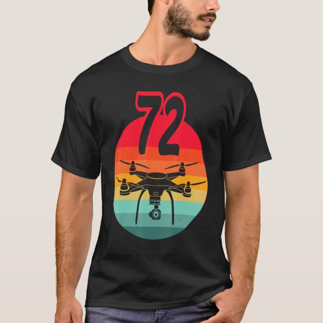 T-shirt 72e Anniversaire I Télécommande Rétro Drones Avec  (Devant)