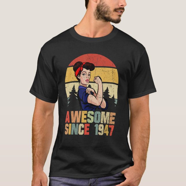 T-shirt 75 ans Awesome depuis 1947 75e anniversaire femme (Devant)