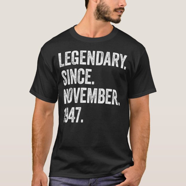 T-shirt 75 Ans Légendaire Depuis Novembre 1947 75th Bi (Devant)