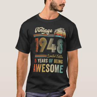 T-shirt 75 ans Vintage 1948 75e anniversaire Hommes Femmes