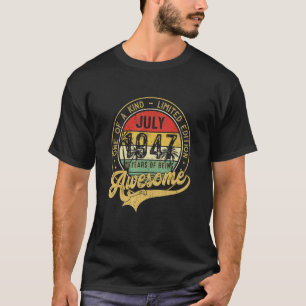 T-shirt 75 ans Vintage juillet 1947 75e anniversaire