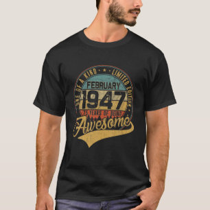 T-shirt 75E Anniversaire Cadeau Retro Février 1947 75 Ans