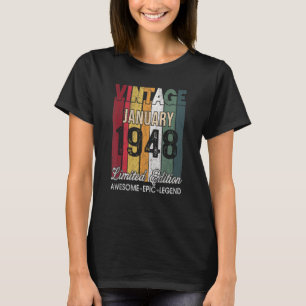 T-shirt 75e anniversaire Janvier 1948 75 ans