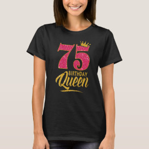 T-shirt 75e anniversaire Reine 75 ans fille Couronne rose