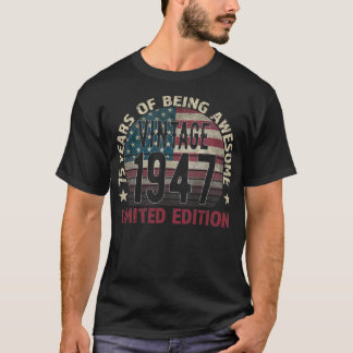 T-shirt 75e Birthday Venin Vintage 1947 75 Years Old