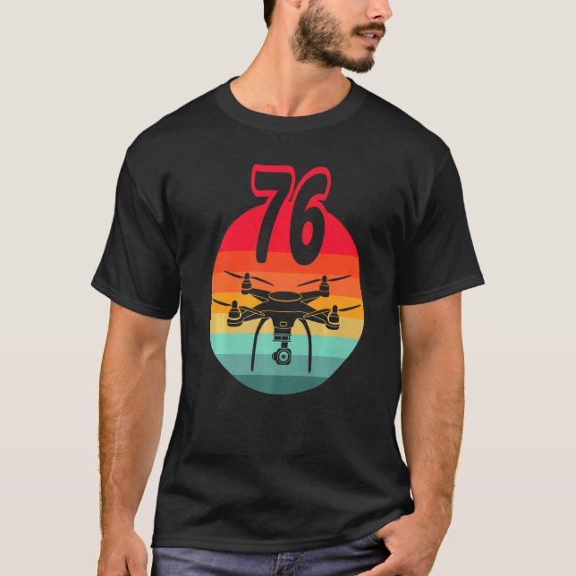 T-shirt 76e Anniversaire I Télécommande Rétro Drones Avec  (Devant)