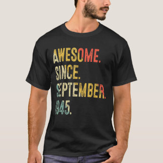 T-shirt 77 Ans Awesome Depuis Septembre 1945 77th Bir