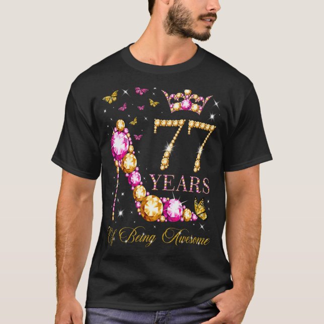 T-shirt 77 Ans D'Être Awesome 77 Ans 77e Anniversaire (Devant)
