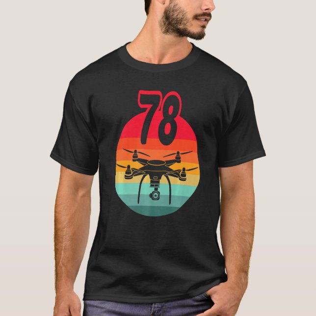 T-shirt 78e Anniversaire I Télécommande Rétro Drones Avec  (Devant)