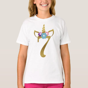 T-shirt 7 années de licorne de fille d'anniversaire pour