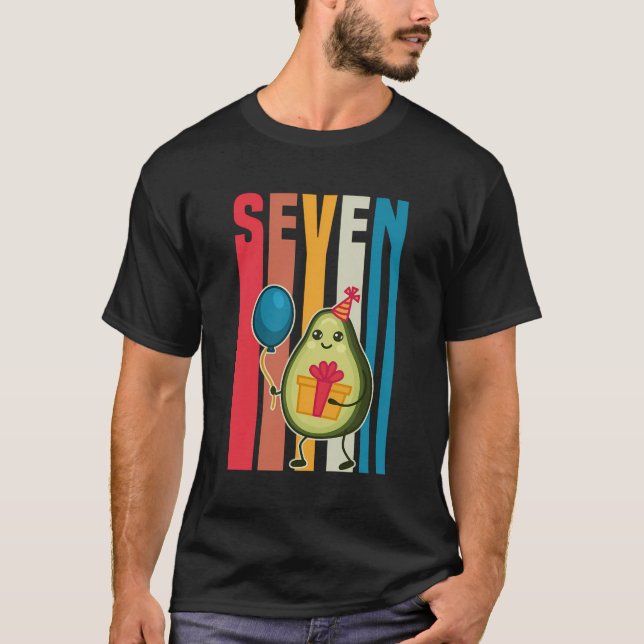 T-shirt 7 Anniversaire Boy Avocado Thème Anniversaire Par (Devant)