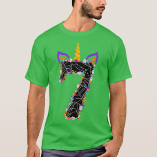 T-shirt 7 Ans 6 Anniversaire Filles Unicorn Citrouille Vis