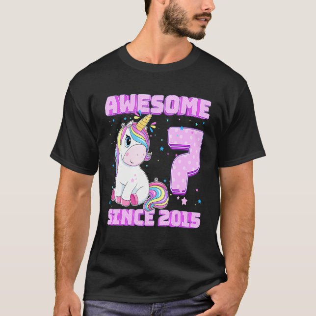 T-shirt 7 Ans 7ème anniversaire Awesome depuis 2015 Unicor (Devant)