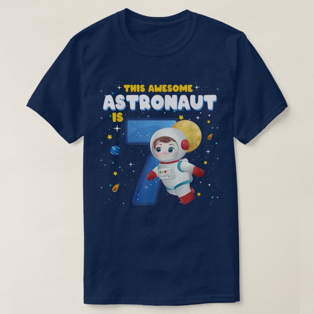 T-shirt 7 ans Anniversaire Garçon Astronaut Espace Spa (Design devant)