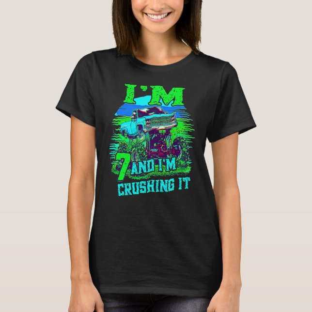 T-shirt 7 Ans Grossissant It Monster Truck 7e Anniversaire (Devant)