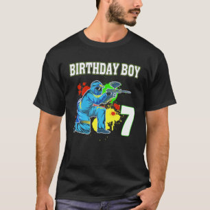 T-shirt 7 Ans Paintball Anniversaire Fête Garçons 7Ème Pou