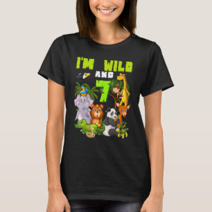 T-shirt 7 Years Old Wild Zoo Theme Birthday Safari Jungle