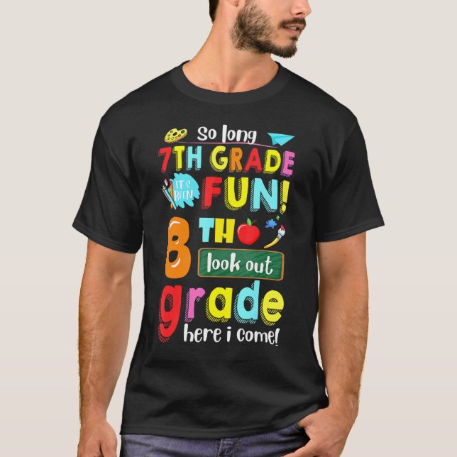 T-shirt 7e année C'est amusant 8e année Je reviens (Devant)