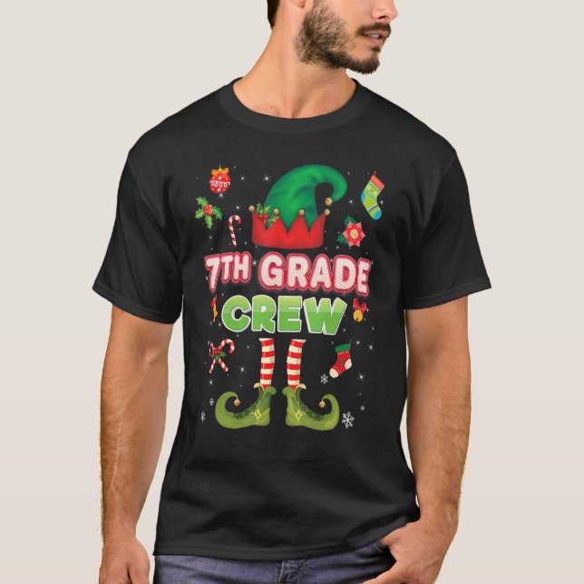 T-shirt 7e année Elf Crew Noël Père Noël Helper Septième (Devant)