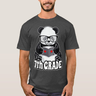 T-shirt 7e année Retour à l'école Panda Lecteur de livre e