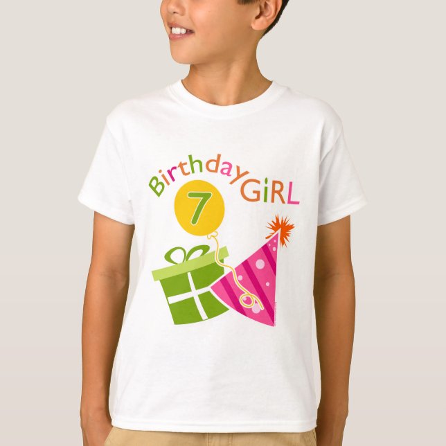 T-shirt 7e anniversaire - Anniversaire fille (Devant)