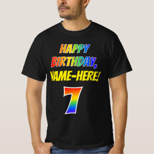 T-shirt 7e anniversaire — Bold, Fun, Rainbow 7, Nom person
