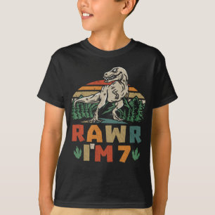 T-shirt 7e anniversaire Dinosaur T Rex Rawr I'm 7 For Boys