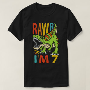 T-shirt 7e anniversaire Dinosaur T Rex Rawr I'm 7 For Boys