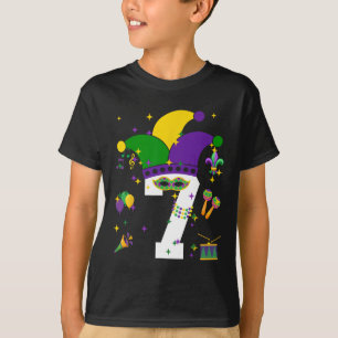 T-shirt 7e anniversaire Mardi Gras Thème 7 ans Garçons Ki