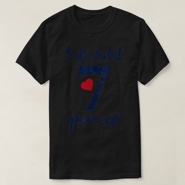T-shirt 7e anniversaire Mariage Cadeau pour les couples de (Design devant)