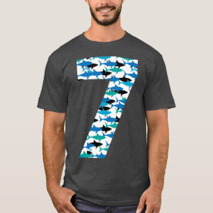 T-shirt 7e anniversaire Motif de requin Sept ans Cadeau