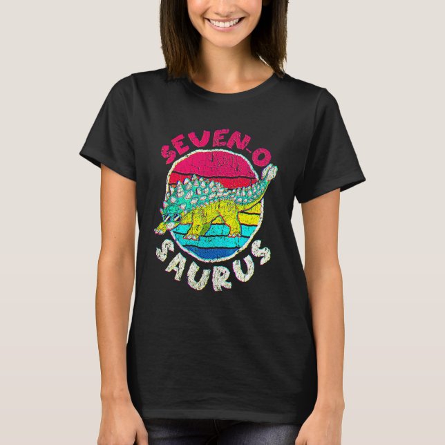 T-shirt 7e anniversaire Sept O Saurus I Ankylosaurus I Fam (Devant)