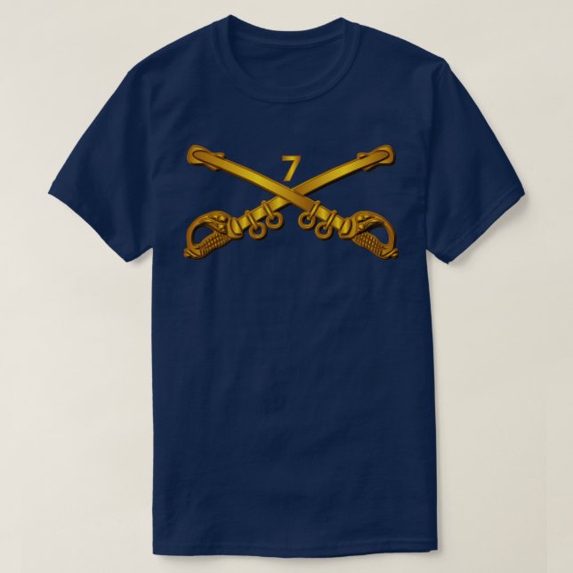 T-shirt 7e Branche de cavalerie avec texte (Design devant)