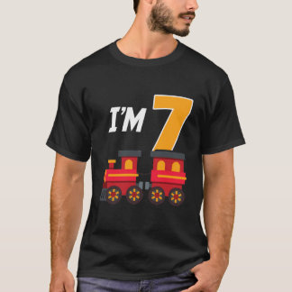 T-shirt 7E Fête D'Anniversaire Train Toy 7 An Old Funny B-