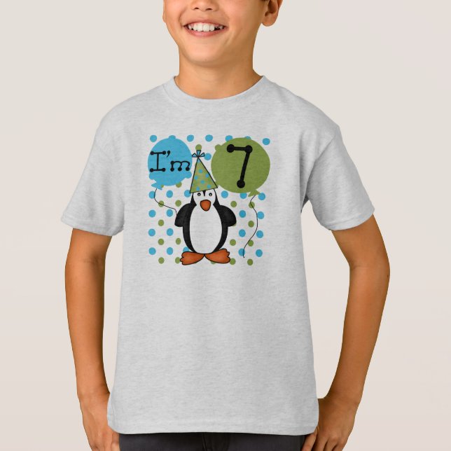 T-shirt 7ème Anniversaire de pingouin (Devant)