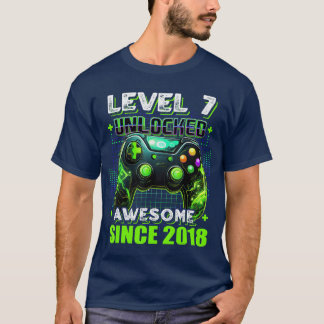 T-shirt 7th Birthday Boy Level 7 Gamer 7 Year Video Game P