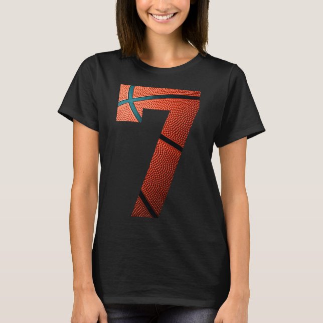 T-shirt 7th Birthday Party Basketball Imprimer Numéro 7 Te (Devant)
