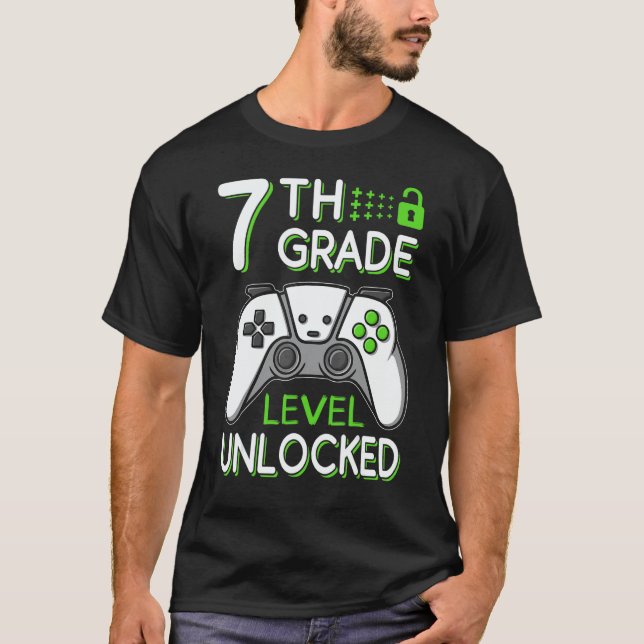 T-shirt 7th Grade Level Unlocked VideoGame Gamer Back to S (Devant)