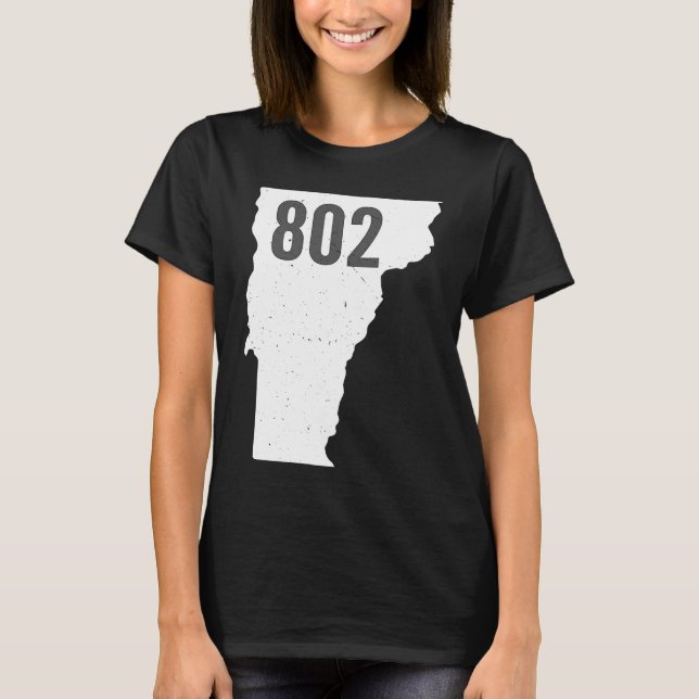 T-shirt 802 Vermont Area Code Pride State Outline (Devant)