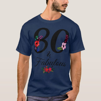 T-shirt 80 and Fabulous 80 Years Old Vintage Floral 1942 f