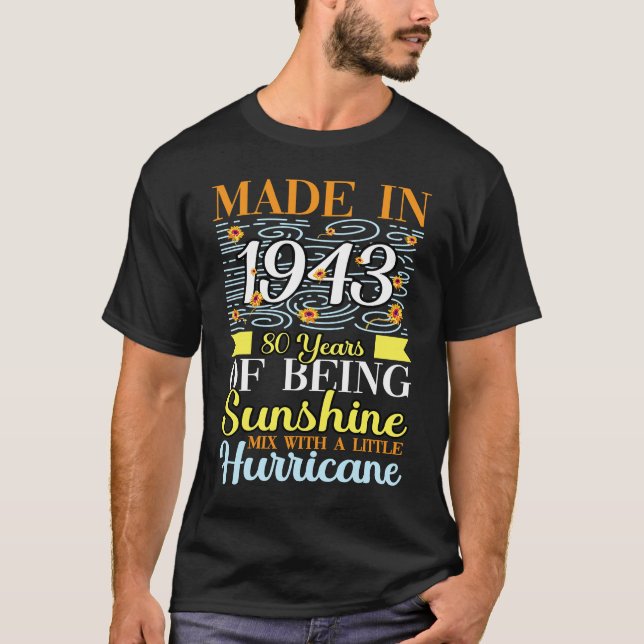T-shirt 80 Ans De Soleil Mélangé Avec Une Petite Heure (Devant)