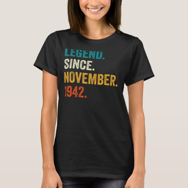 T-shirt 80 Ans Légende depuis novembre 1942 80e Birt (Devant)