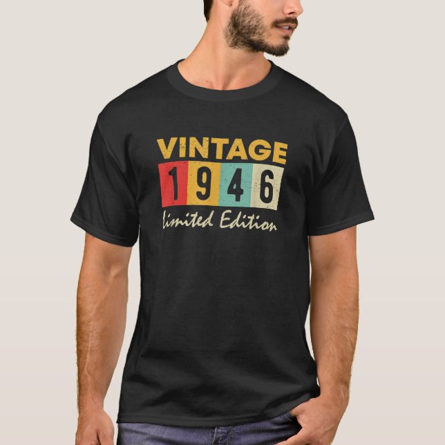 T-shirt 80 ans Né en 1946 80 ans présent (Devant)
