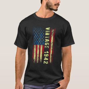 T-shirt 80 ans Vintage 1942 Drapeau américain 80e annivers