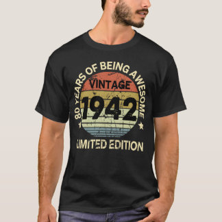 T-shirt 80 Year Old Gifts Vintage 1942 Limited Edition 80t