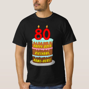 T-shirt 80e anniversaire — Fun Cake & Candles, avec nom pe