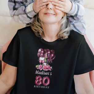 T-shirt 80e anniversaire personnalisé Vin de luxe et ballo
