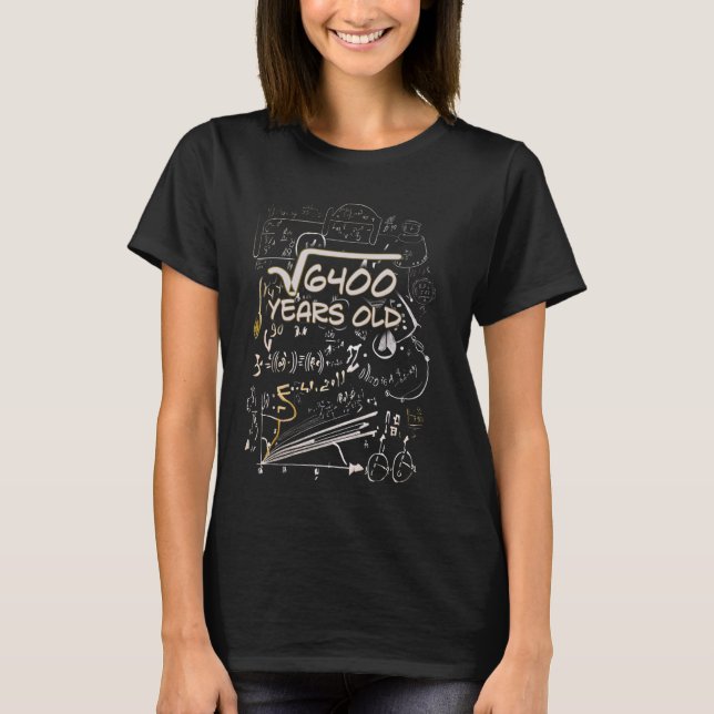 T-shirt 80e anniversaire racine Carré de 6400 80 ans (Devant)