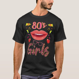 T-shirt 80s Girls Retro 80s 90s Girls Lip Lip Leopar