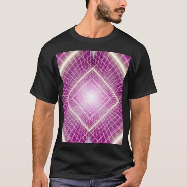 T-shirt 80s Rétro : Arrière - plan 3D Sci-Fi. (Devant)